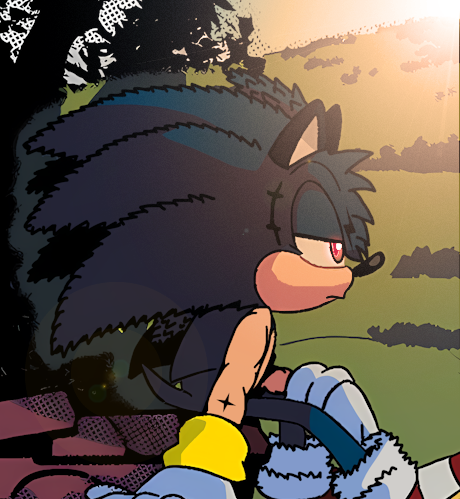 ⠀
⠀
The sky bled orange and gold across the horizon, clouds stretched thin like old bandages too deep to close.
Sonic sat still at the edge of a lonely rooftop, a sharp sigh scraped its way up from his chest and escaped his muzzle.

⠀⠀⠀“ ...Some echoes don't fade. ”
⠀
⠀