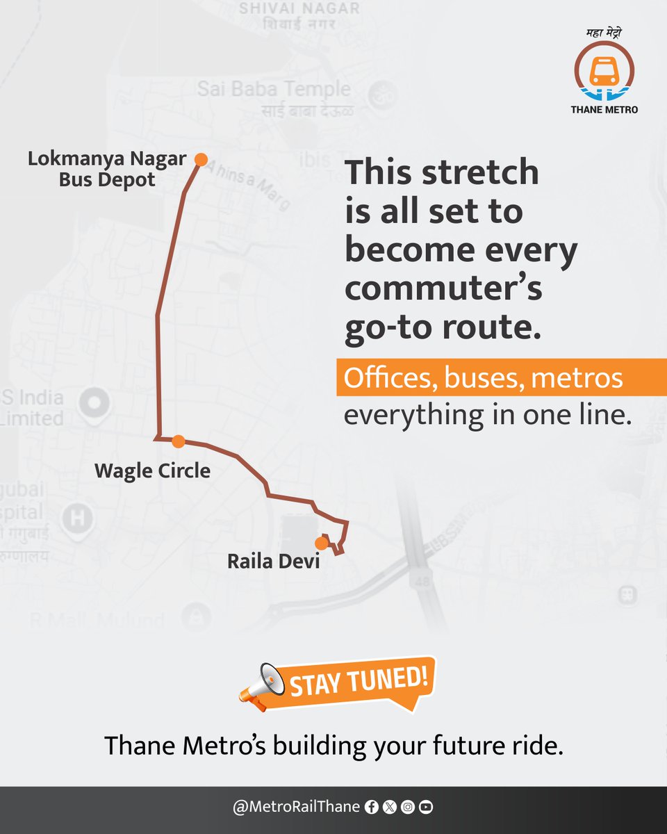 MetroRailThane's tweet photo. One station at a time - Part 2
Explore each stop of your future route
#Thane #Thanemetro #Thanecity #Metrostation #lokmanyanagarthane #Railadevi #Waglecircle https://t.co/uxvYduK0Gh