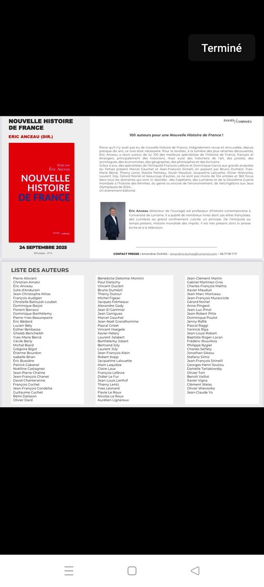 GarciaDInrap's tweet image. À paraître le 26 septembre, sous la direction de @Eric_Anceau aux Éditions Passés composés :
Nouvelle Histoire de France (550 p).