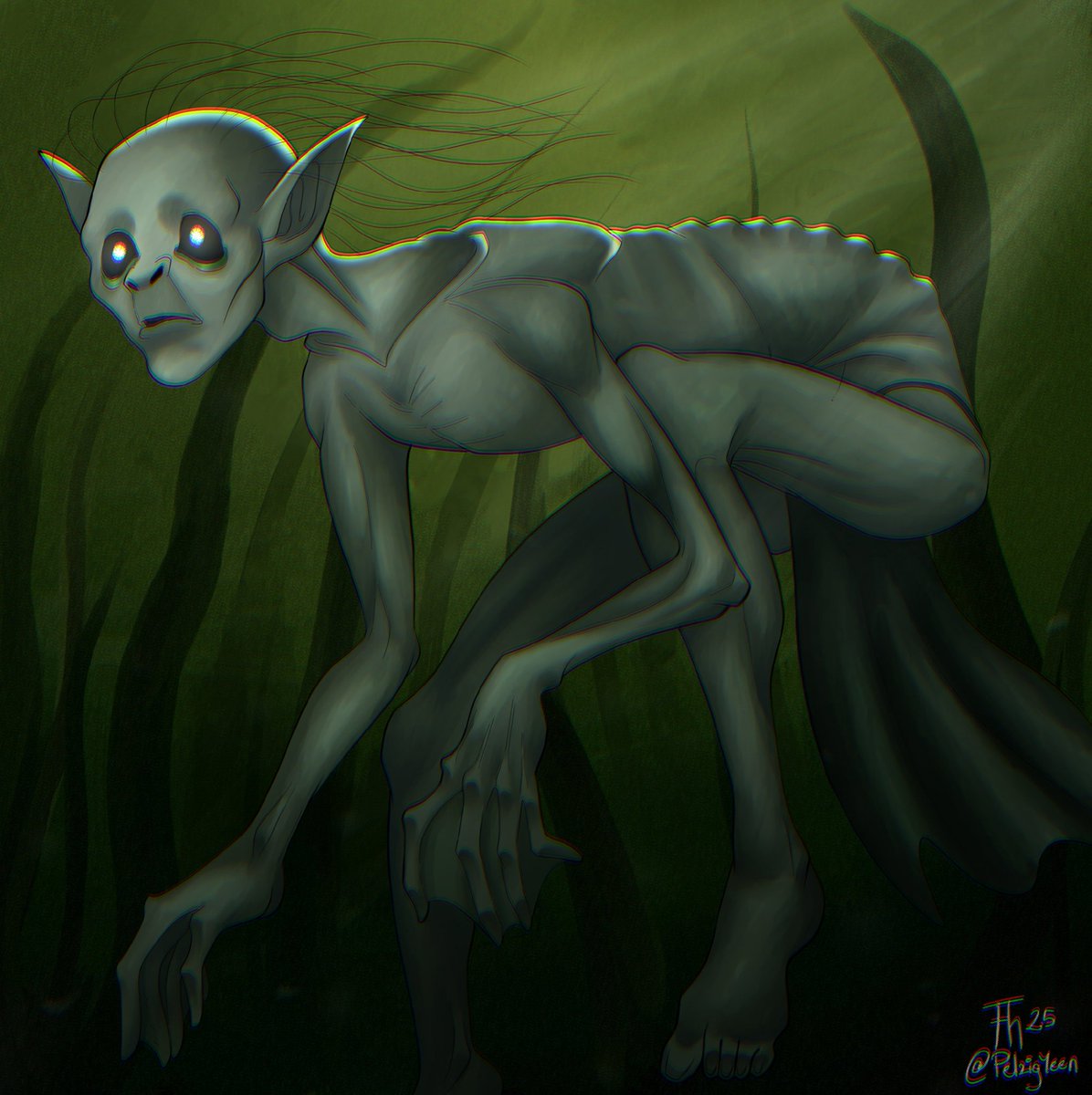 PelzigYeen's tweet photo. First Artfight 2025 atack!!! 
This is a Revenge for a last year atack from Dogsarebetter! 

#art #artfight2025 #draw #drawing #digitaldraw #digitalart #commission #gollum #sea #artfight #comic #ilustration https://t.co/1gvFO186X0