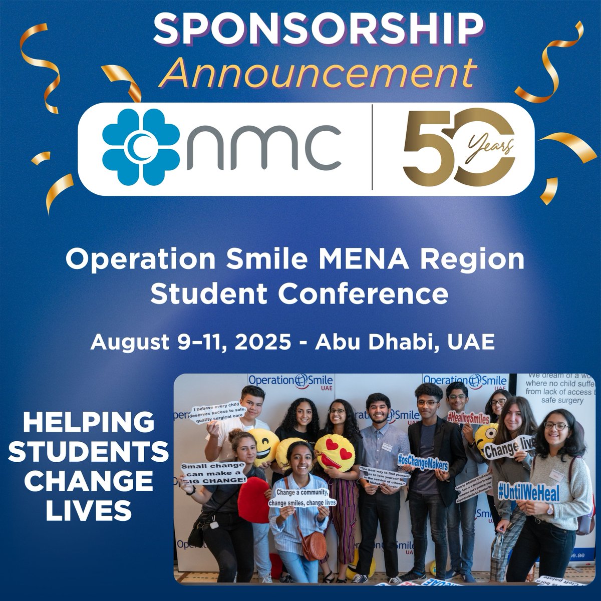 We’re thrilled to welcome
<a href="/NMCHealthcare/">NMC Healthcare</a>
as a #BronzeSponsor for the
<a href="/operationsmile/">Operation Smile</a>
#MENAStudentConference2025 NMC's #support will #help us empower 50 young leaders from the #MENA region with the skills to advocate for #comprehensive #cleftcare.  #uae #cleftlipandpalate