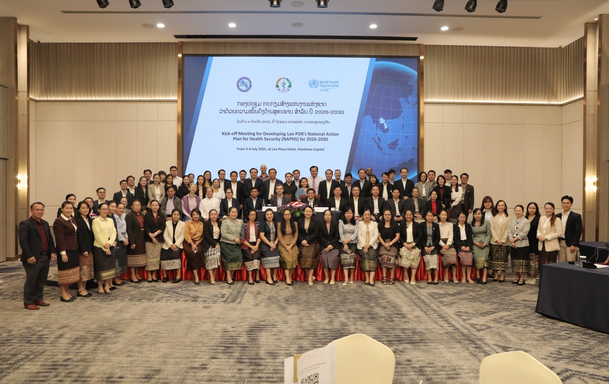 WR_LaoPDR's tweet image. Strong #HealthSecurity in 🇱🇦 requires preparedness, capabilities & multisectoral collaboration - the health sector can't do this alone
Great to see a wide range of Ministry Depts and stakeholders starting work on the new 🇱🇦 2026-2030 National Action Plan for Health Security