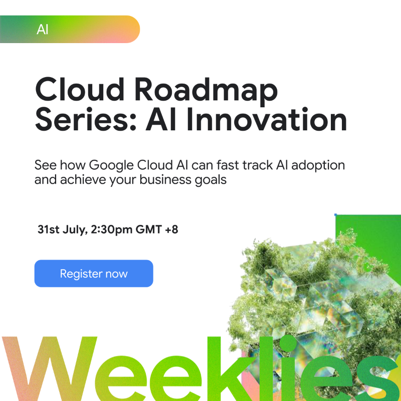 GoogleCloud_IN's tweet photo. IT leaders, want to build an effective innovation roadmap? Dive into all things AI with Google Cloud Weeklies 🗺️  Register now + get 300 credits → https://t.co/FR4Yg1JEfP