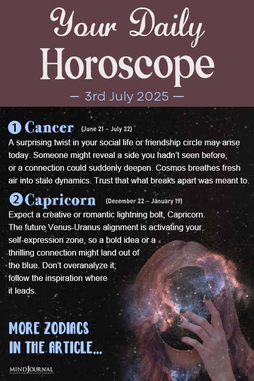 ✨ Daily Horoscope – July 3, 2025 ✨
What do the stars have in store for you today? 🌟
Love, career, emotions – find out how your zodiac is aligned today!
👉 Read More: themindsjournal.com/news/daily-hor…

#DailyHoroscope #ZodiacSigns #AstrologyForecast #MindJournal #JulyVibesAsk