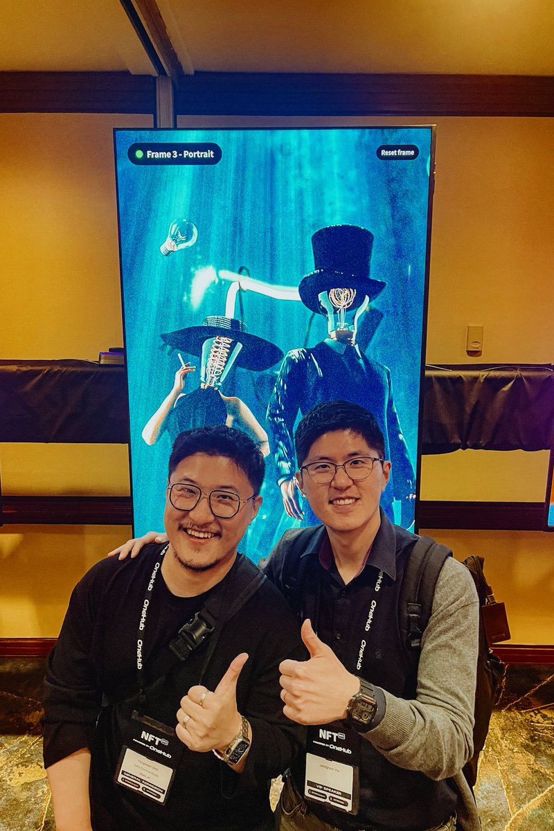 Attending NFT.NYC 2025 gave me the chance to meet some amazing people.
One special moment was seeing lawyer Jeonghoon Ha speak powerfully on the main stage — and having the opportunity to say hello in person.

 As fellow dads and creators of a similar generation,