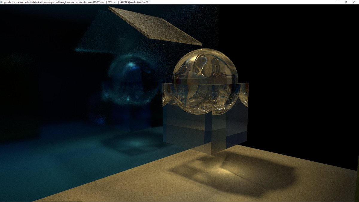 tigratigratigra's tweet image. I need to try regularization for rough conductor on this example scene
#sppm #raytracing #glass #dielectrics #roughness