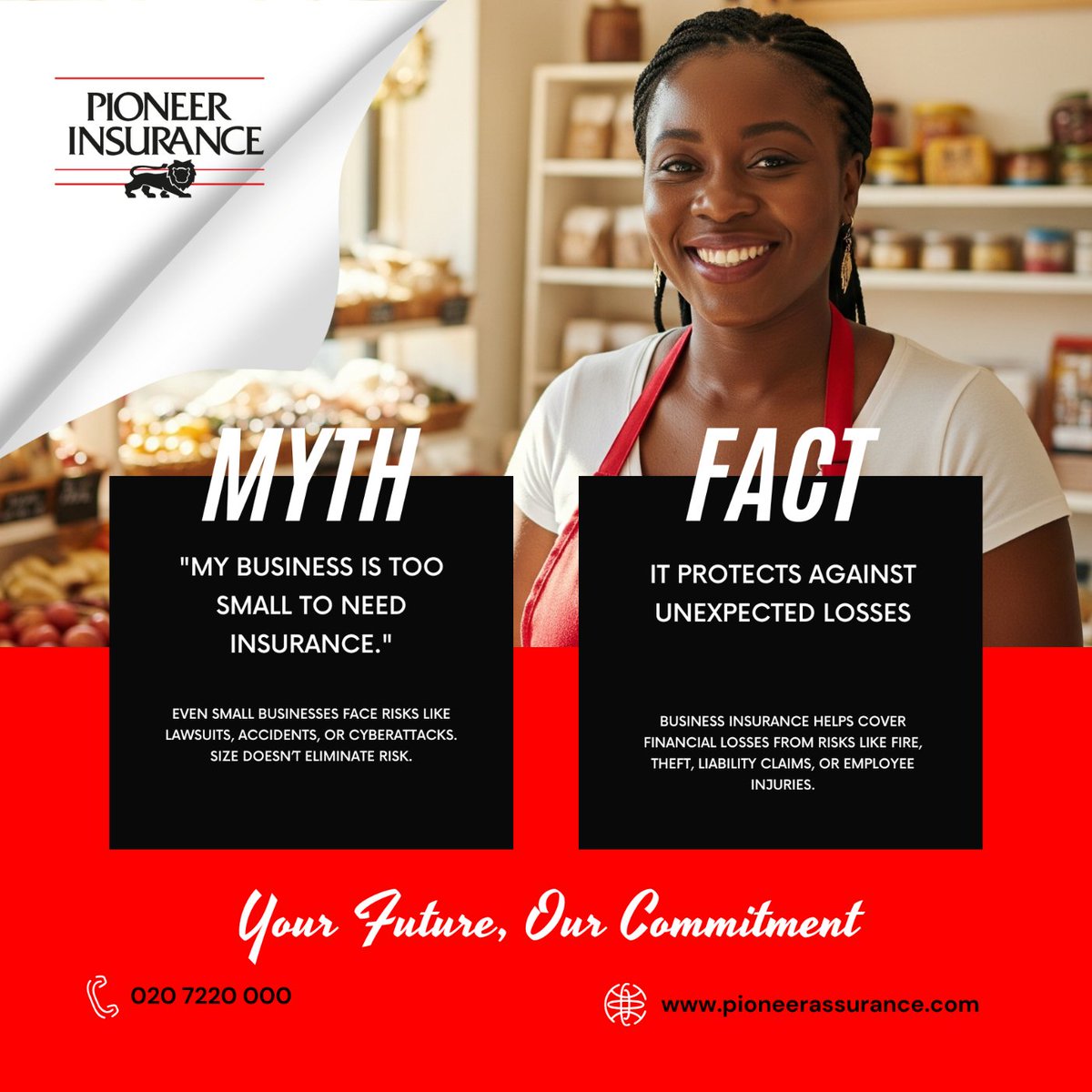 Myth vs Fact 🚫✅
 Myth: "My business is too small to need insurance."
 Fact: Even small businesses face lawsuits, accidents, or cyberattacks. Size doesn’t eliminate risk.

#BusinessInsurance #MythVsFact #SmallBusinessProtection #RiskManagement #InsuranceMatters