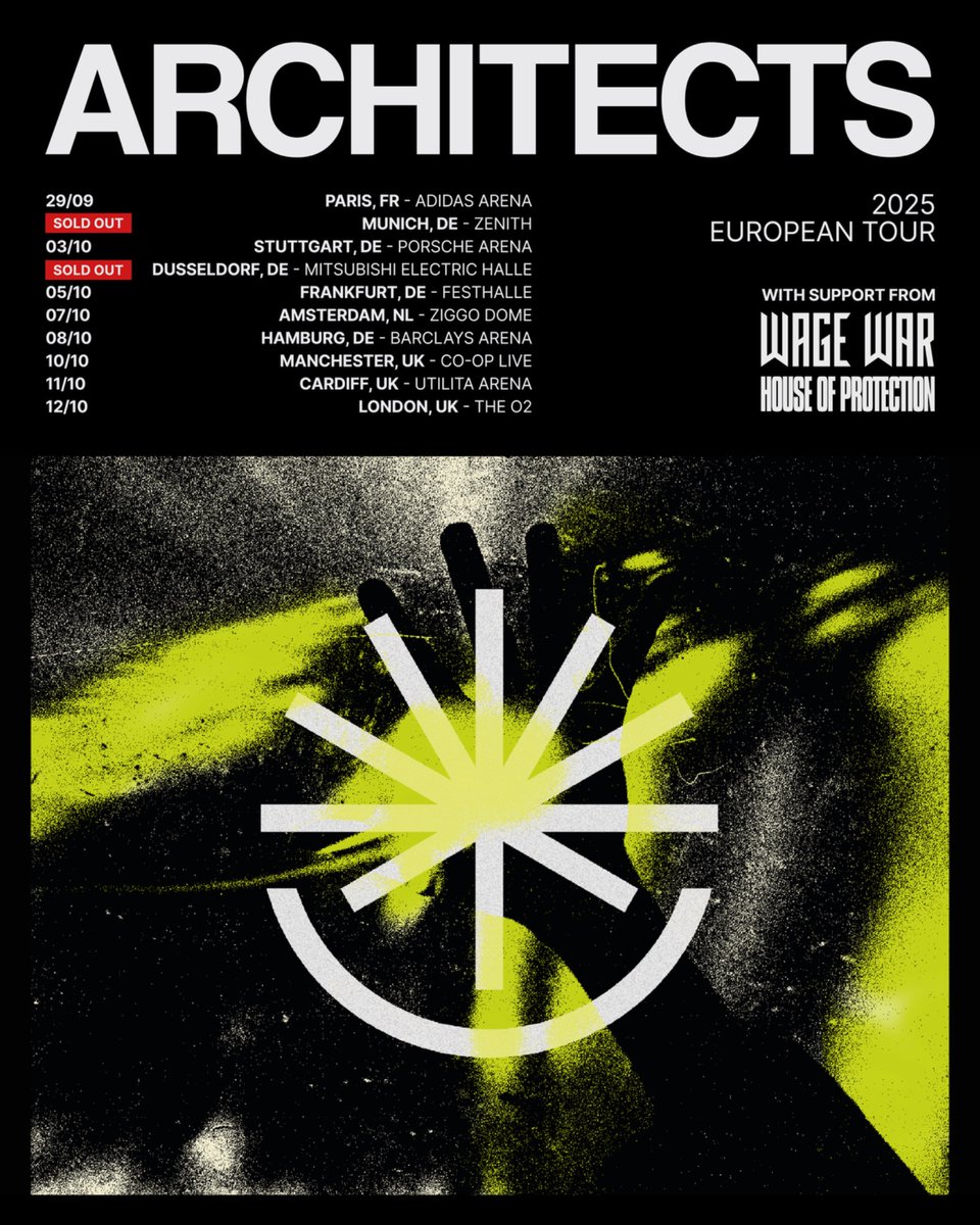 Architectsuk's tweet image. Uk Production Holds have been released! Final standing tickets now available. Munich has now sold out too 🔥