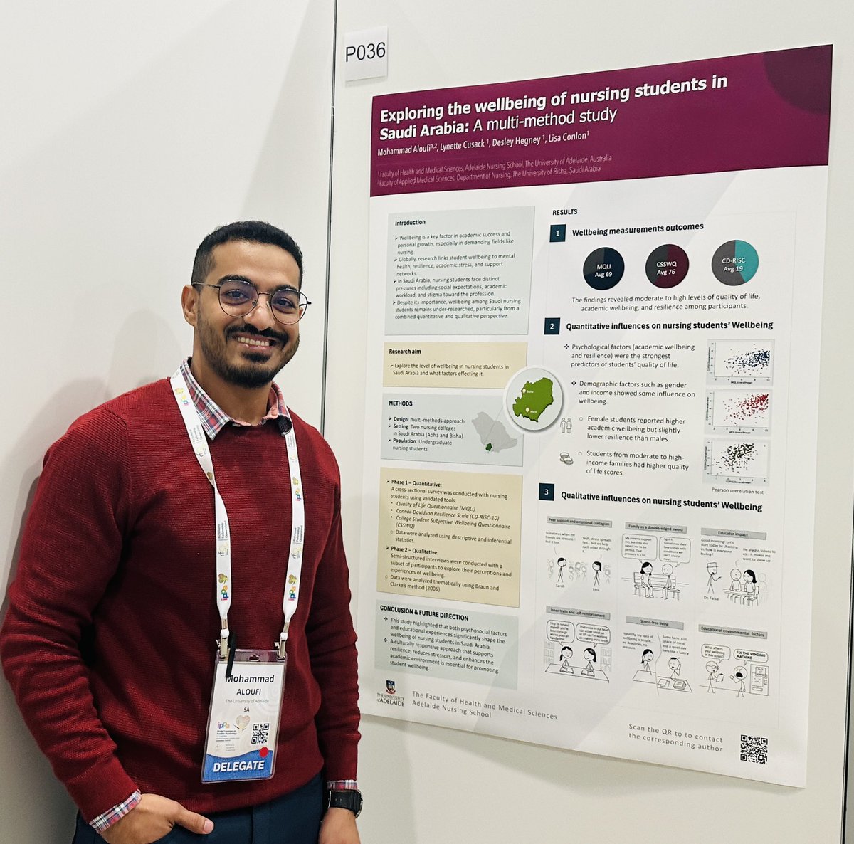 mohdaloufi's tweet photo. Feeling proud to present my research on nursing students’ wellbeing at the IPPA World Congress of Positive Psychology in Brisbane! Grateful for the opportunity to share insights from Saudi Arabia 🇸🇦 with a global audience 🌏 #IPPA2025 #PositivePsychology #NursingWellbeing https://t.co/DCvuRSJGY2