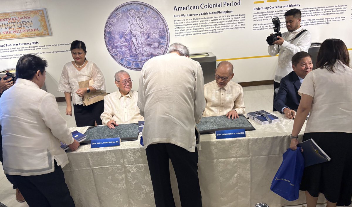Bangko Sentral ng Pilipinas Gov. Eli Remolona leads opening of BSP 32nd anniversary exhibit and book launch.

Former BSP governors, current Monetary Board members &amp; deputy governors also joined the event.