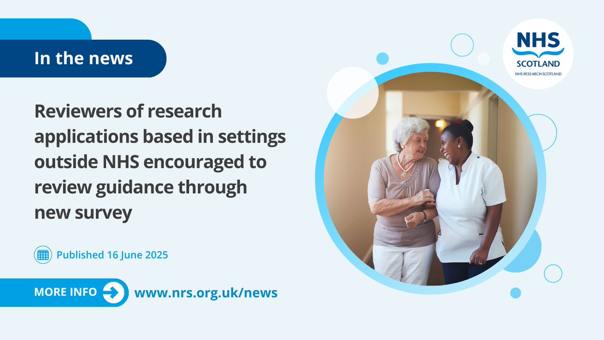 NHS Research Scotland (@nhsresearchscot) on Twitter photo Those working in care settings outside of the NHS are being invited to take part in āan important project on research governanceā for improving levels of confidence, consistency, and speed when setting up and delivering research.
Read the full story š nhsresearchscotland.org.uk/news/reviewers⦠Those working in care settings outside of the NHS are being invited to take part in āan important project on research governanceā for improving levels of confidence, consistency, and speed when setting up and delivering research.
Read the full story š nhsresearchscotland.org.uk/news/reviewersā¦