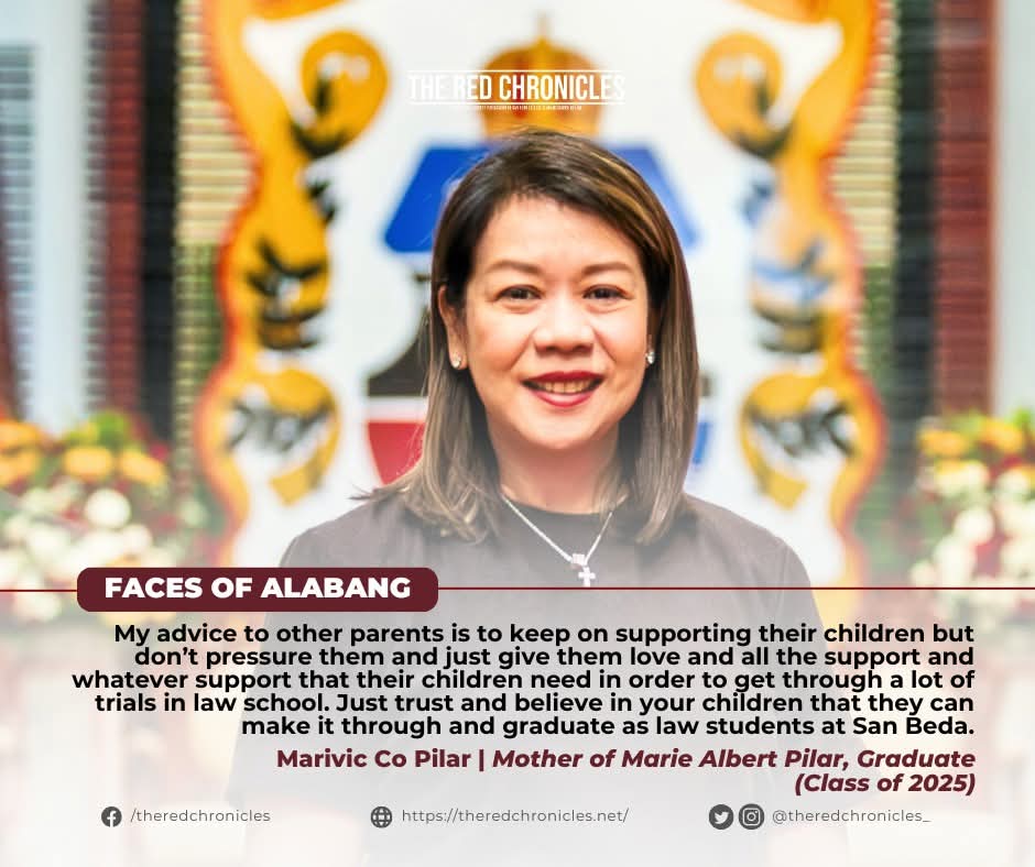 redchronicles_'s tweet photo. #IgnisVitae: Faces of Alabang
Marivic Co-Pilar, mom of 2025 grad Abby Pilar, beams with pride: “It’s not about rushing—it's about patience and perseverance. We’re so proud of you, anak.” 💛
🖊️Joanne Benitez | 📸Marco Mercado | #TRC @redchronicles_ https://t.co/yOM9ypES85