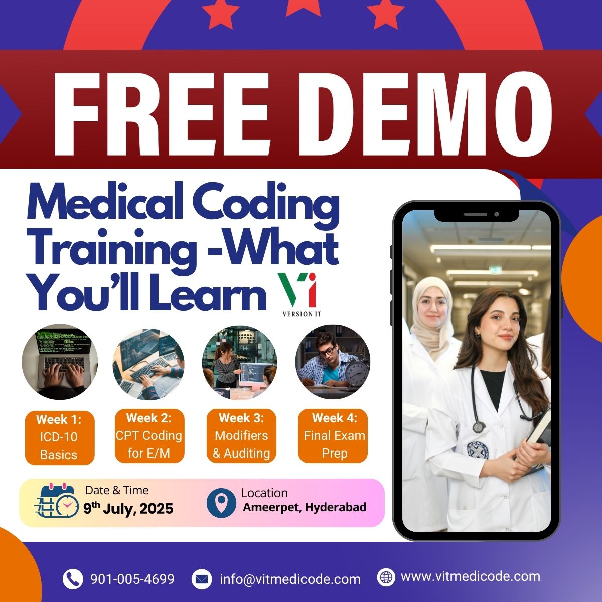 vit_medicode's tweet image. 🎯Medical Coding Training - What You’ll Learn🎯

✅ Week 1: ICD-10 Basics
✅ Week 2: CPT Coding for E/M
✅ Week 3: Modifiers &amp;amp; Auditing
✅ Week 4: Final Exam Prep

🎯Free Demo Session
📅 Date: July 9th, 2025
🕥 Time: 11:00 AM
📞 Call: +91 9010054699

#MedicalCoding #cpc #cpt