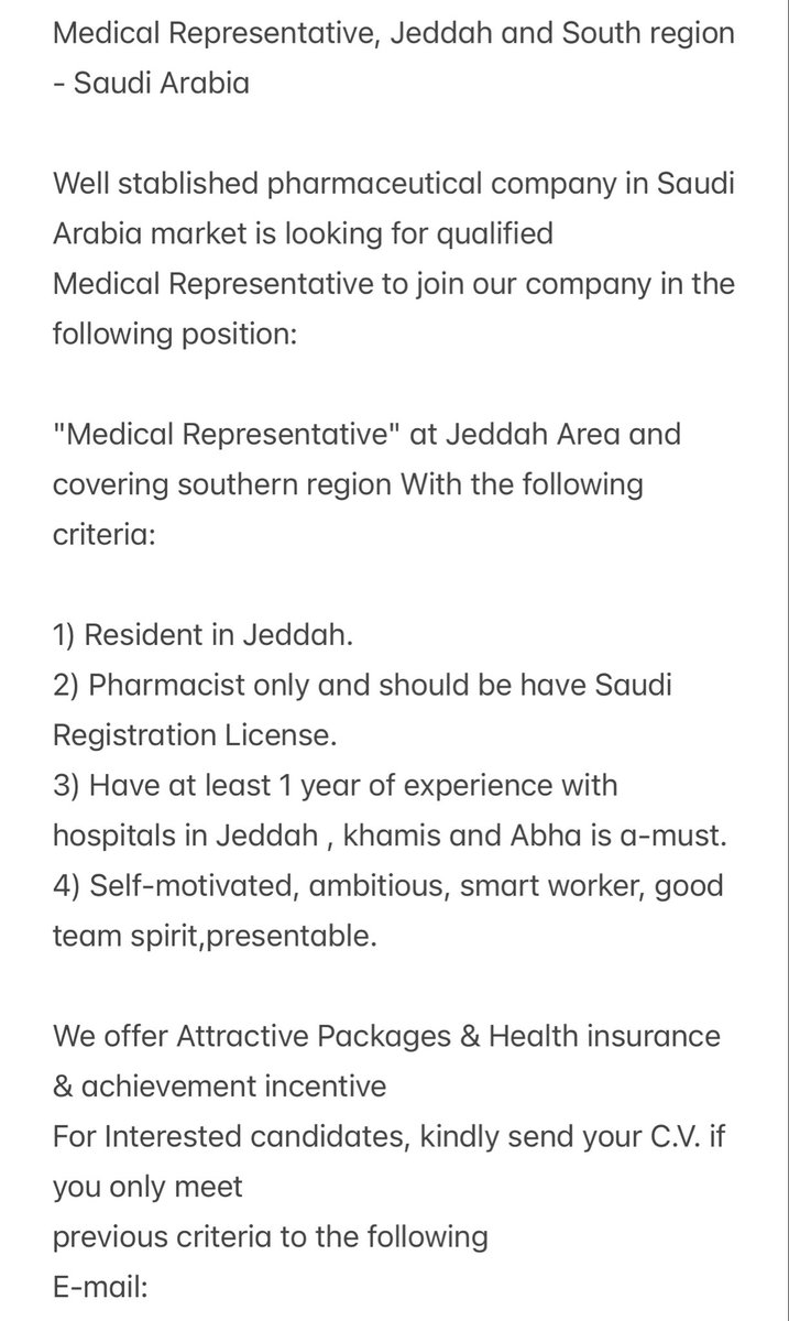 pharma_jobs1's tweet photo. #وظائف_الصيدلة

new.vacant.jeddah@protonmail.com https://t.co/HwnZOEj7q6