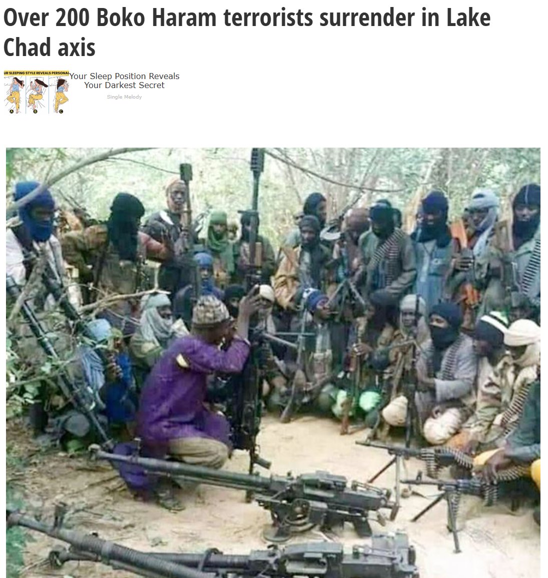 These 200 terrorists will soon be forgiven and absorbed into the Nigeria Army. This type of self deceipt has  led to uncontrollable insecurity in the land and innocent Nigerians are paying unimaginable prices as a result. 
Buhari and the fulanis have killed this country!