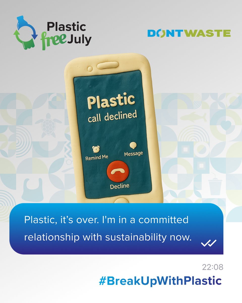 Call declined 📱❌ 

#Plastic, it’s over. I’m in a committed relationship with #sustainability now.

This #PlasticFreeJuly, we’re challenging you to call it quits with single-use #plastics.

Ready to ghost disposables and commit to reusables?