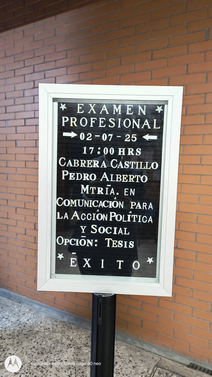 🎓 ¡Examen profesional APROBADO! 🎓

Gracias infinitas a quienes caminaron conmigo en este proceso: familia, amig@s, docentes y colegas.
 - Este logro también es suyo. - 

#MaestríaConcluida #ExamenProfesional #SíSePudo #TiráparaArriba #OrgulloAcadémico #GraciasTotales