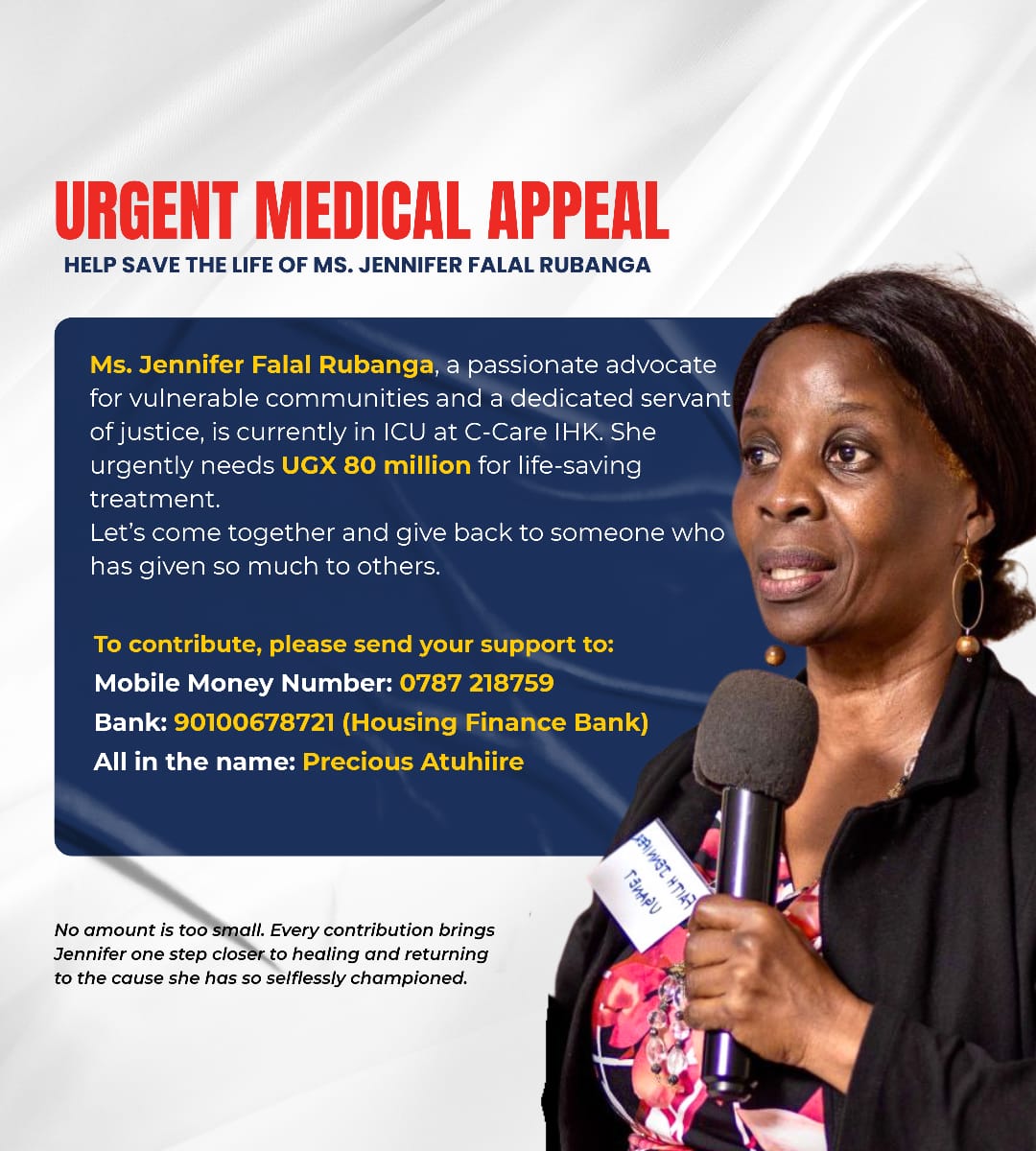 ConsueloGrace's tweet image. Dear Partners, Friends, Colleagues,
Dear kind people, we need your help to restore Falal Jennifer Faith's health. With gratitude we appreciate those that have helped us already and request for more🙏
With gratitude!!