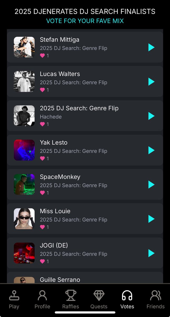 The latest DJENERATES DJ SEARCH mixes have been published in the <a href="/TapDJ_App/">TAP DJ</a> 

Head over and vote for your fave mix and enter some raffles to win merch, dj gear and NFTs now. 

#musicfi #NFTCommunity #telegram #TMA