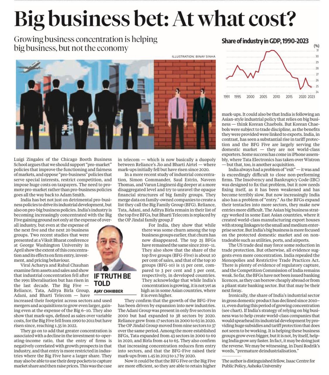 ‘Concentration of Wealth’ in the hands of “Big 5 Business Houses” is an antithesis to “India’s Growth”.

It may help PM Modi &amp; BJP,
It is harmful to India Growth Story.