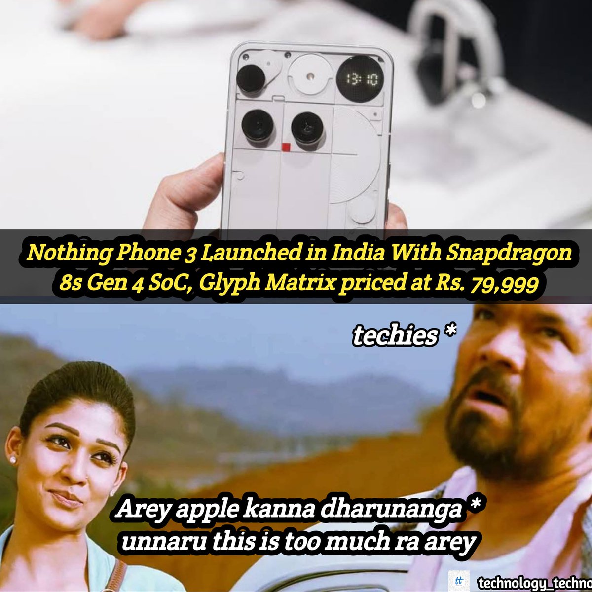 ttn_tech's tweet image. Nothing Phone 3 launched in India powerd by Qualcomm Snapdragon 8s Gen 4 chipset pricing  starts from Rs 79,999 #NothingPhone3 #nothing3 #ttn_tech