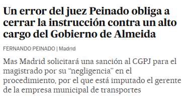 Nada hace más daño a la imagen de la justicia que jueces como Peinado que aceptan con gusto convertir su posición institucional en una herramienta política al servicio de la derecha.