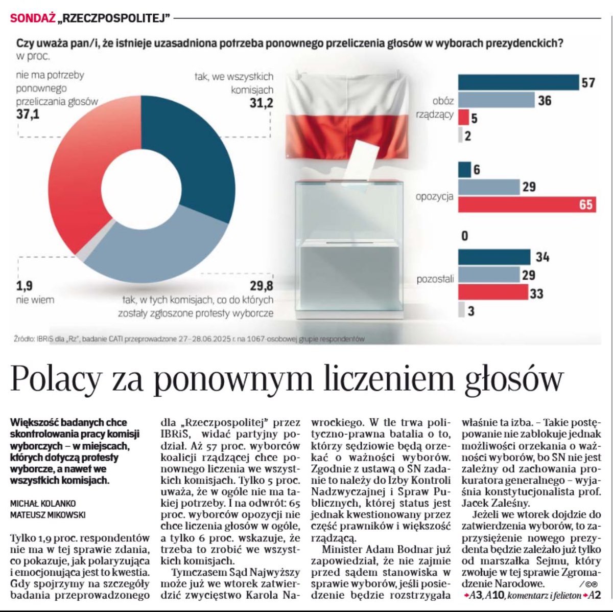 Jeżeli ktoś wiedząc, że ponad 90% wyborców KO chce ponownego przeliczenia głosów i jednocześnie uważa, że ci którzy do tego w ramach KO nawołują powodują spadki poparcia, to urąga inteligencji naszych wyborców.