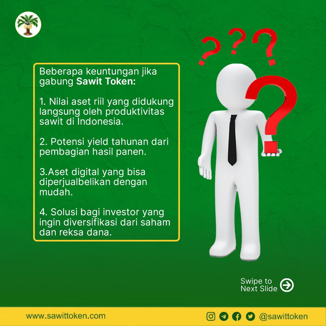 sawittoken's tweet photo. #SawitToken

#CryptoIndonesia

#AsetDigitalNyata

#InvestasiESG

#KomoditasDigital

#CryptoTahanBanting

#PetaniDigital

#EkonomiInklusif

#BlockchainSawit

#TokenLokalNaik https://t.co/FeU5fkIFPq