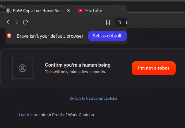 igmas's tweet photo. Brave browser wants me to confirm that I am human https://t.co/Y9pzwCdXLf