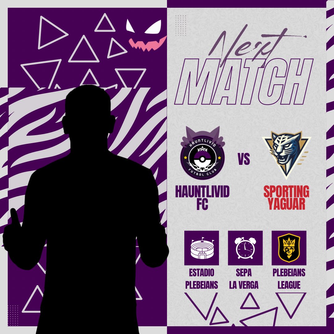 HauntLivid FC (@hauntlivid_fc) on Twitter photo CUARTA JORNADA DE LA PLEBEIANS LEAGUE!
Nos enfrentaremos a <a href="/SportingYaguar/">Sporting Yaguar 🐆</a> en un partido que pinta ser muy exigente y muy competitivo.
Contaremos con un refuerzo estelar para este partido ♉️
#AsALivieImLivid CUARTA JORNADA DE LA PLEBEIANS LEAGUE!
Nos enfrentaremos a <a href="/SportingYaguar/">Sporting Yaguar 🐆</a> en un partido que pinta ser muy exigente y muy competitivo.
Contaremos con un refuerzo estelar para este partido ♉️
#AsALivieImLivid