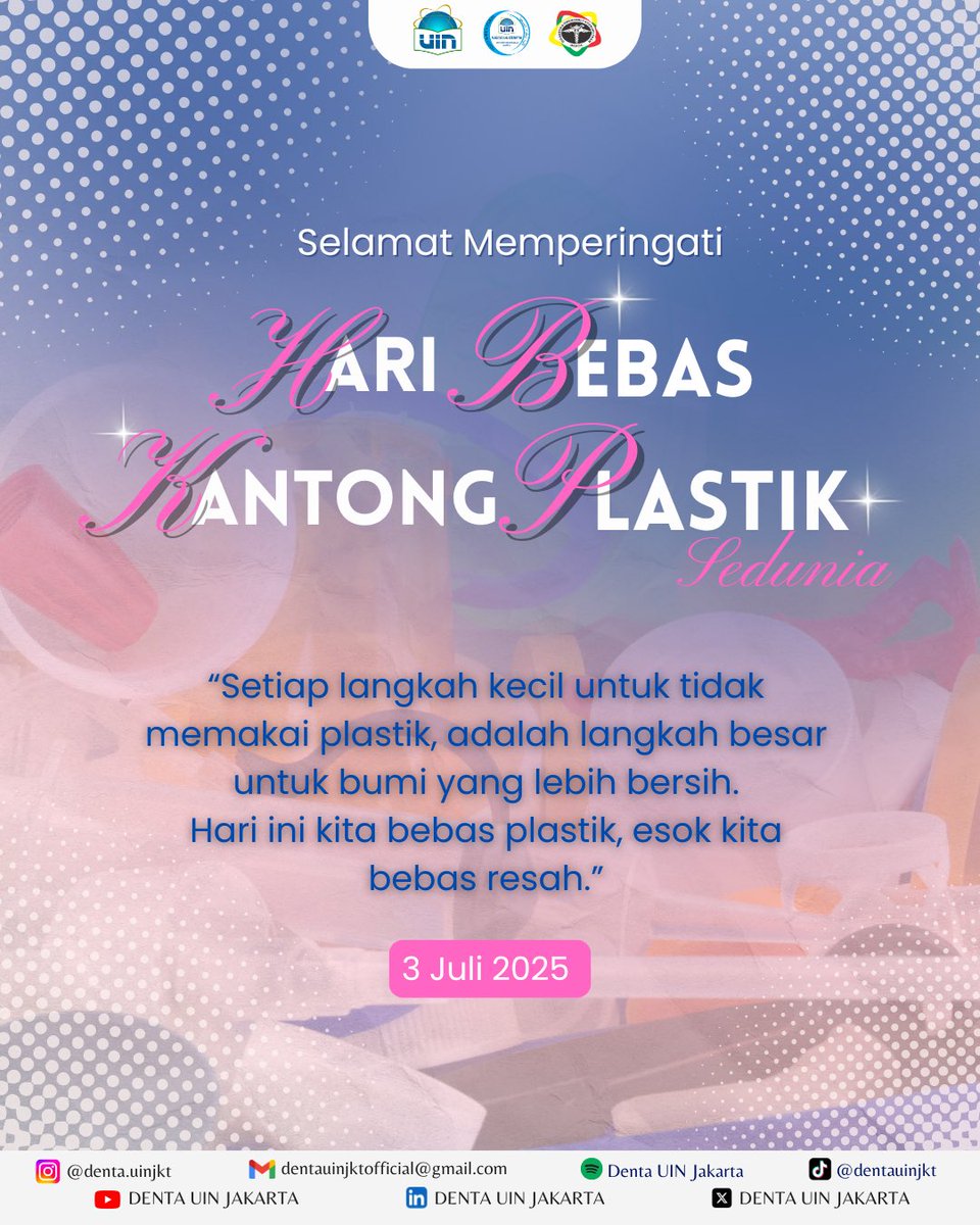 DENTAUINJKT's tweet image. Hari Anti Plastik Sedunia
🌍 Kurangi plastik, selamatkan bumi!

💬 “Karena bumi bukan warisan nenek moyang, tapi titipan untuk anak cucu kita.”

#HariAntiPlastik #StopSingleUsePlastic #GoGreen #DENTA