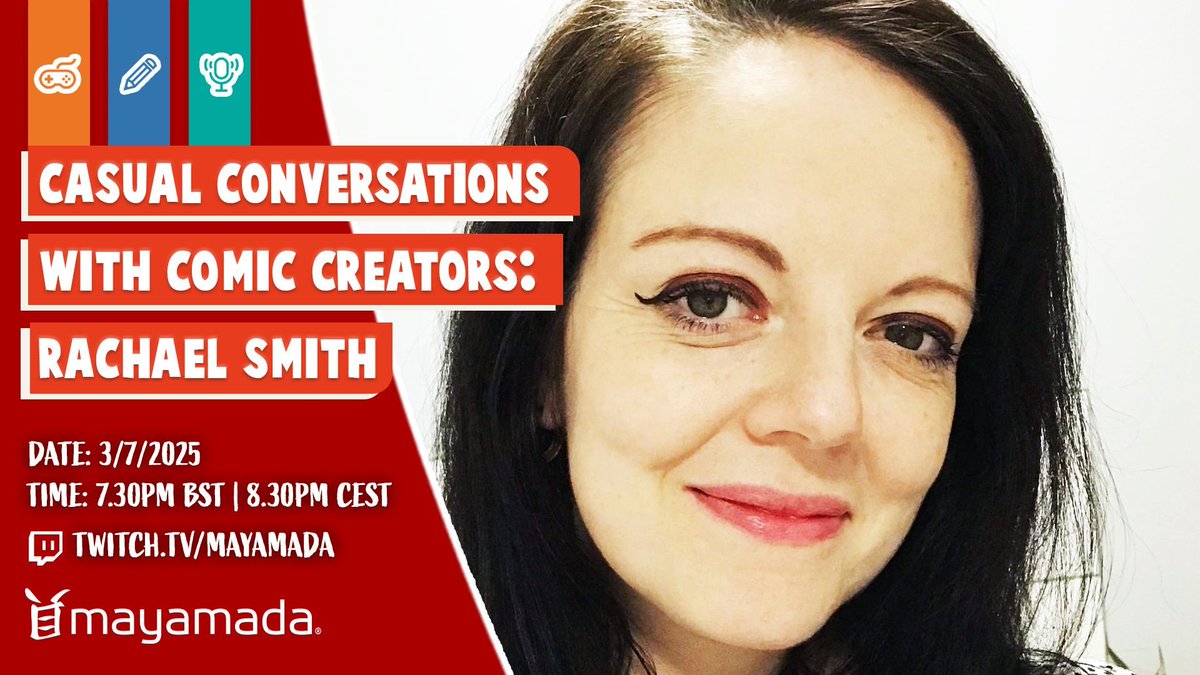 mayamada's tweet image. Our first dual-guest episode of Casual Conversations With Comic Creators is TONIGHT!
Join @mayamada co-founder Nigel with @rachael_ & Paul Cornell talking comics, creativity & “Who Killed Nessie?”
📅 Thur 3 July, 7:30PM BST
🎥 twitch.tv/mayamada
🎥 youtube.com/@mayamadatv