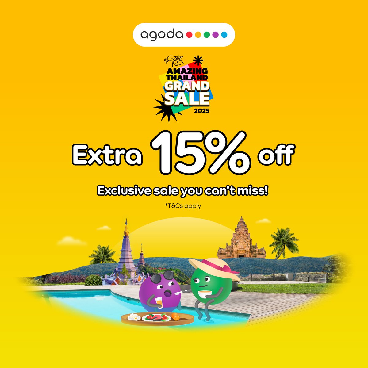 Stay happy, stay sabai 🌞 Enjoy an extra 15% OFF top hotels &amp; resorts! 

Book now &gt;&gt; agoda.com/AmazingTH2

#SeetheWorldforLess with #Agoda 🌏✨

#TravelWithAgoda #AgodaDeals #Travel #AmazingThailandGrandSale