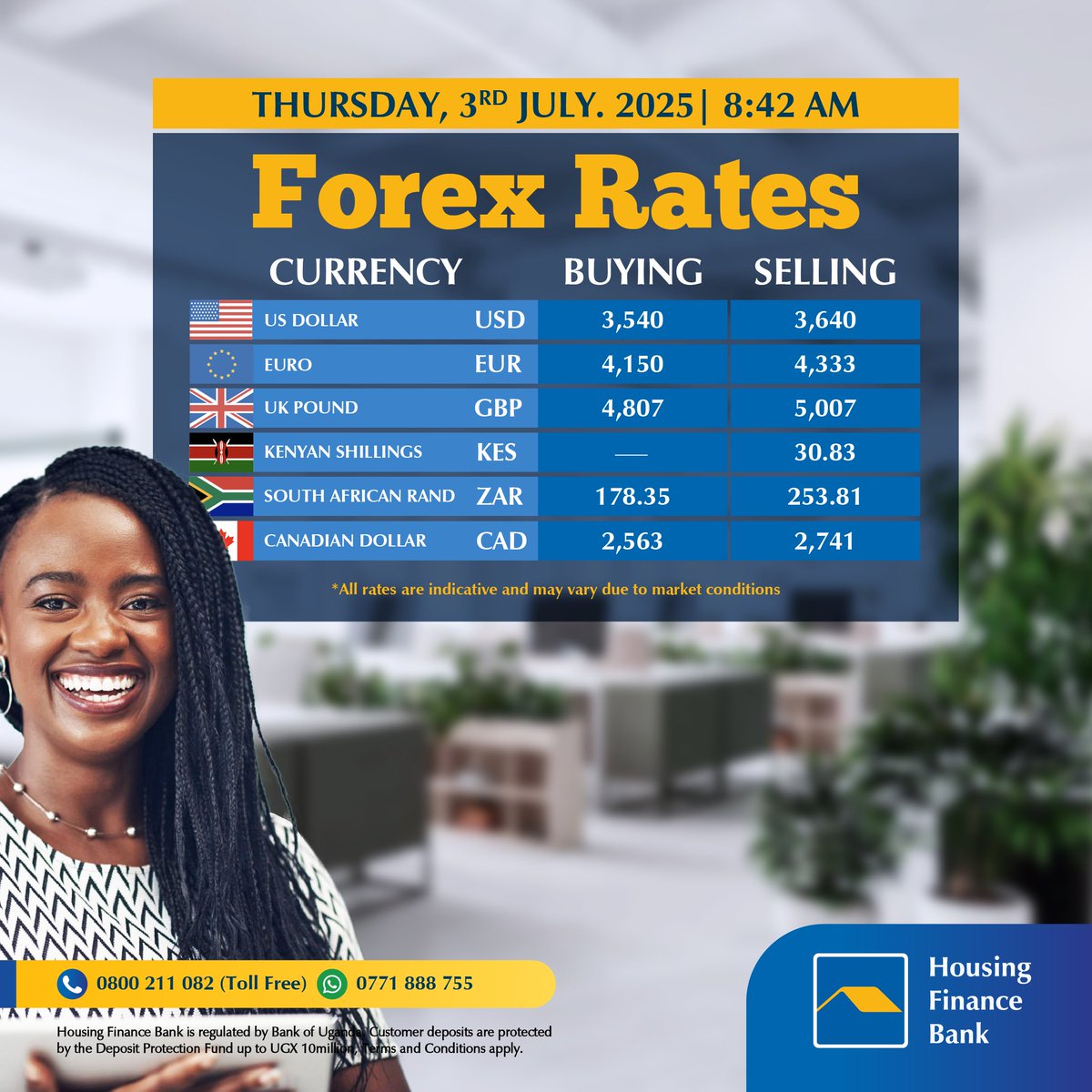 Travel hassle-free knowing the exchange rates of different countries.  Visit any of our branches to transact today.
