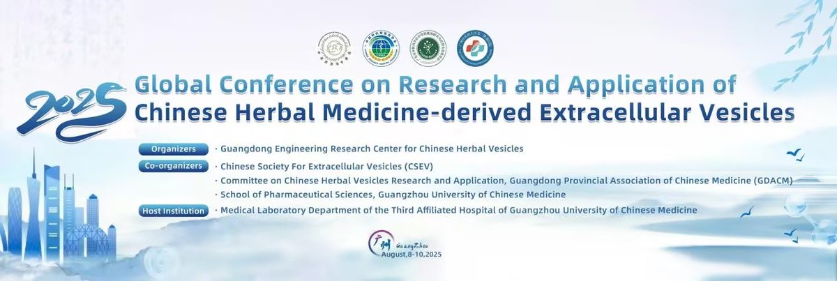 📢Proudly announcing: #EVCNA is the official journal of the 2025 Global #Conference on Research and Application of #ChineseHerbalMedicine-derived #ExtracellularVesicles!
🎯Time：8 August - 10 August (2025)
💡Venue: Guangzhou，China 🔗 Register now: oaemesas.feishu.cn/share/base/for…