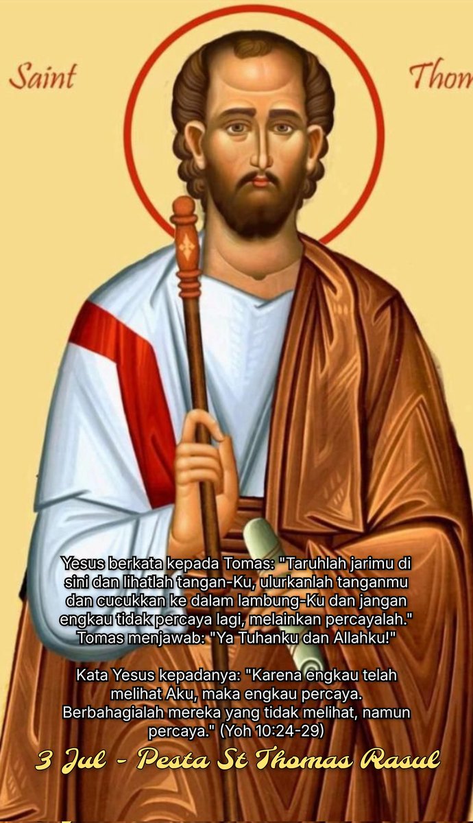 Keraguan yang mengantar seseorang pada totalitas iman, "Ya Tuhanku dan Allahku".

Pengakuan iman St Thomas Rasul menjadi keyakinan kita semua jg pd saat konsekrasi dlm Ekaristi.