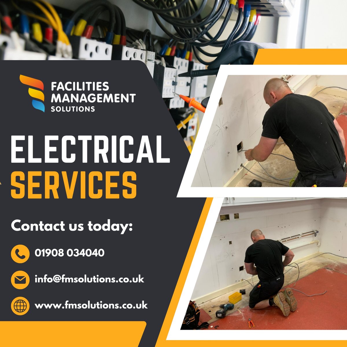 From EICRs and PAT testing to lighting upgrades and LV/HV maintenance, FMS covers all your electrical needs.🛠️

No retainers, no monthly fees—just reliable, on-demand support, planned or reactive.

This project is still in progress—stay tuned for the full reveal.👀

01908 034040