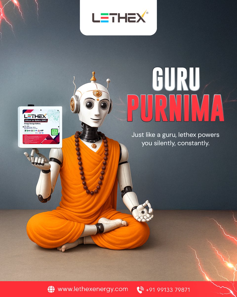 LethexEnergy's tweet photo. Guiding in silence, powering with purpose. Lethex salutes every Guru who sparks energy within. ⚡🙏

#Lethex #GuruPurnima #LethexPower #EnergyThatInspires #EVBattery #GratitudeToGurus https://t.co/2USMGvNCLd