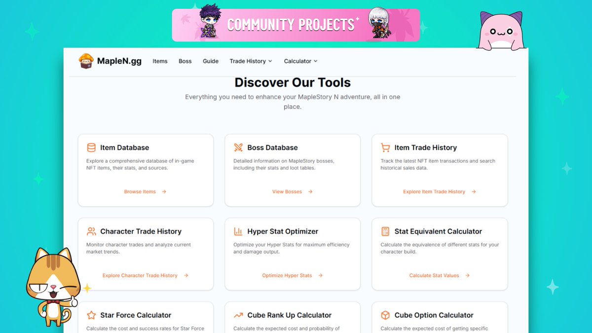 MapleStory Universe (@maplestoryu) on Twitter photo Community creativity shaping the Infinite IP Playground!
<a href="/maplengg/">MapleNGG🍄</a> is a great community-powered tool for Maplers 🍄
Check it out → maplen.gg
Tell us, what other tools is the community preparing voluntarily? đź‘€ Community creativity shaping the Infinite IP Playground!
<a href="/maplengg/">MapleNGG🍄</a> is a great community-powered tool for Maplers 🍄
Check it out → maplen.gg
Tell us, what other tools is the community preparing voluntarily? đź‘€