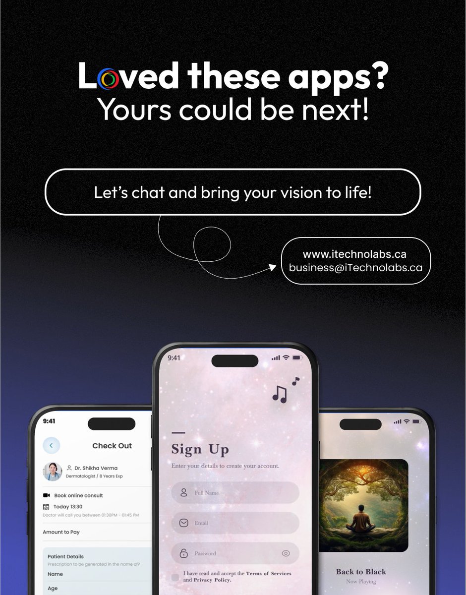 We are pleased to present our latest innovative projects:

→ Life Force RPM
→ Court Pro Tournaments
→ Music Medicine

Inspired by these? Your app idea could be our next big success.

Connect with us at itechnolabs.ca

#appdevelopment #uiuxdesign #techinnovation