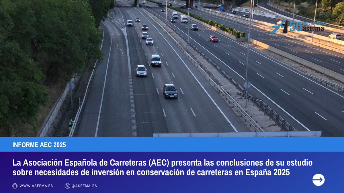 🔍 ¿Están las carreteras preparadas para absorber 100 millones de desplazamientos este verano?

<a href="/aecarretera/">@aecarretera</a> presenta a las 10:30 en <a href="/aprensamadrid/">APM</a> su #informeAEC 2025 sobre necesidades de inversión en conservación

🔗 También puede seguirse vía zoom: us06web.zoom.us/j/87889851960?…