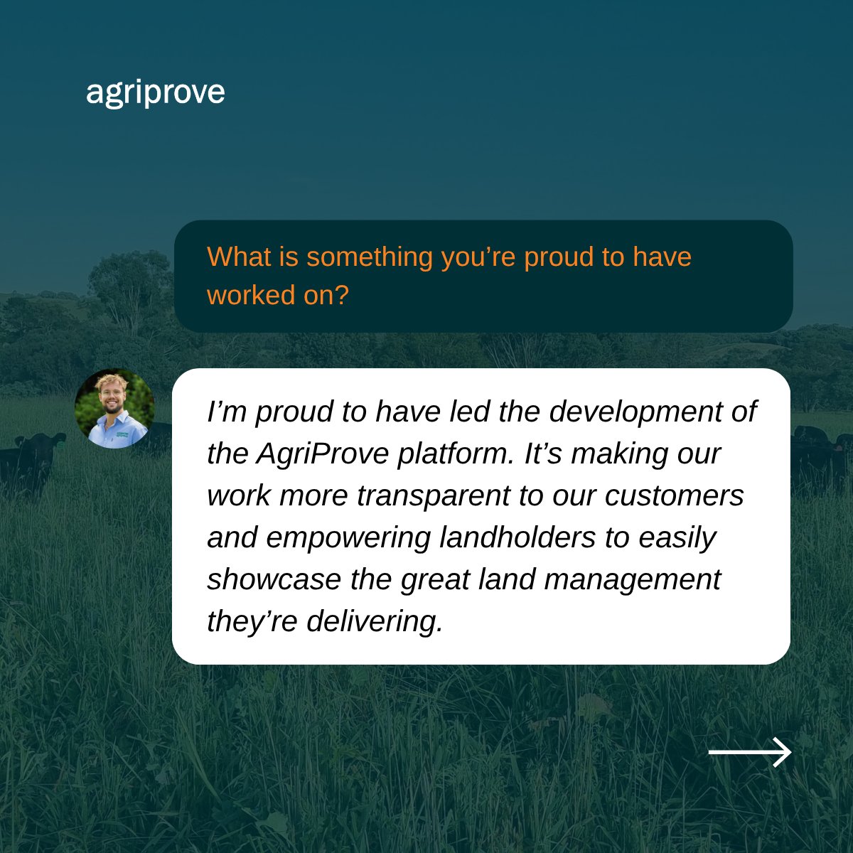 Meet Dylan, Product Manager at AgriProve 

Dylan has been with AgriProve for three years, playing a key role in building our digital platform and marketplace. He’s focused on delivering tech solutions that make climate-positive farming more accessible, measurable, and scalable.