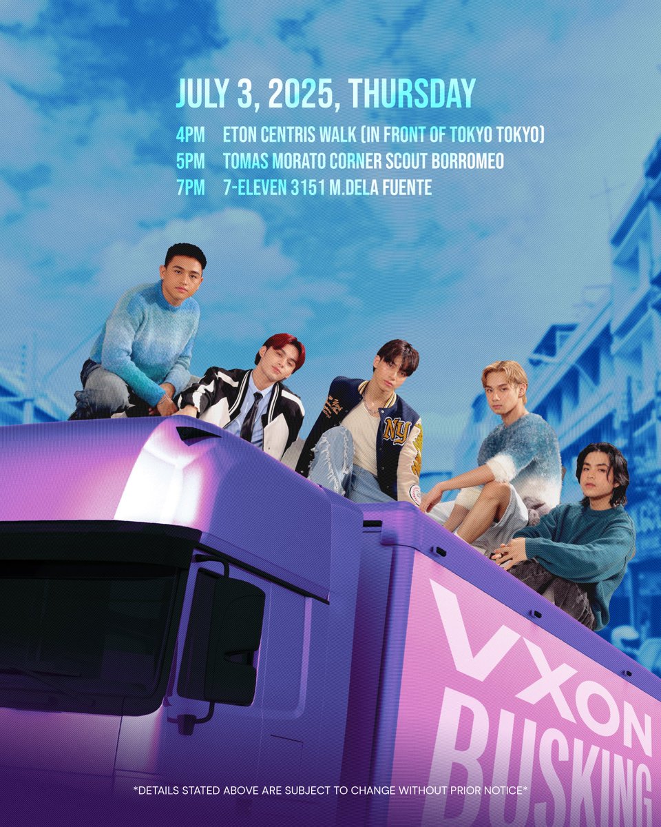 VXON BUSKING SALUBONG 🔐💖

SURPRISE! May new location mamayang 7PM — 7Eleven 3151 M. Dela Fuente! Tatlong beses tayong magsasaya today 🎤✨

See you later? Don’t forget your payong, ingat lagi! ☔💖
#VXON #VXON_DapatLangAkoLang