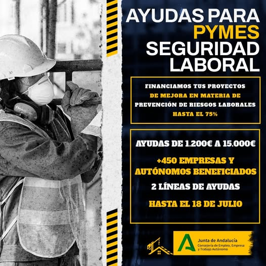 Andalucía Emprende Sevilla (@cadesevilla) on Twitter photo 👷Abierta convocatoria de ayudas a #pymes para la 𝑠𝑒𝑔𝑢𝑟𝑖𝑑𝑎𝑑 𝑙𝑎𝑏𝑜𝑟𝑎𝑙 de <a href="/EmpleoJunta/">Consejería de Empleo, Empresa y Trabajo Autónomo</a>.
🟨2 líneas:
〽️Inversiones #PRL
〽️Mejora de la integración de la prevención
⏳Hasta 18 de julio.
ℹ️bit.ly/4l3WdPn
📝bit.ly/3QBoazj 👷Abierta convocatoria de ayudas a #pymes para la 𝑠𝑒𝑔𝑢𝑟𝑖𝑑𝑎𝑑 𝑙𝑎𝑏𝑜𝑟𝑎𝑙 de <a href="/EmpleoJunta/">Consejería de Empleo, Empresa y Trabajo Autónomo</a>.
🟨2 líneas:
〽️Inversiones #PRL
〽️Mejora de la integración de la prevención
⏳Hasta 18 de julio.
ℹ️bit.ly/4l3WdPn
📝bit.ly/3QBoazj