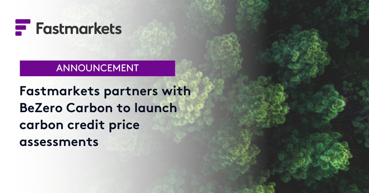 Fastmarkets (@fastmarkets) on Twitter photo Fastmarkets launches carbon credit price assessments in partnership with <a href="/BeZeroCarbon/">BeZero Carbon</a>. This new suite of project-type price assessments is the first of its kind in the market: fmrkts.com/4nwtzYU
#Fastmarkets #CarbonMarkets #sustainability Fastmarkets launches carbon credit price assessments in partnership with <a href="/BeZeroCarbon/">BeZero Carbon</a>. This new suite of project-type price assessments is the first of its kind in the market: fmrkts.com/4nwtzYU
#Fastmarkets #CarbonMarkets #sustainability