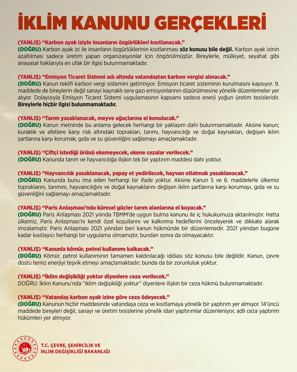 İklim Kanunu Gerçekleri ⬇️