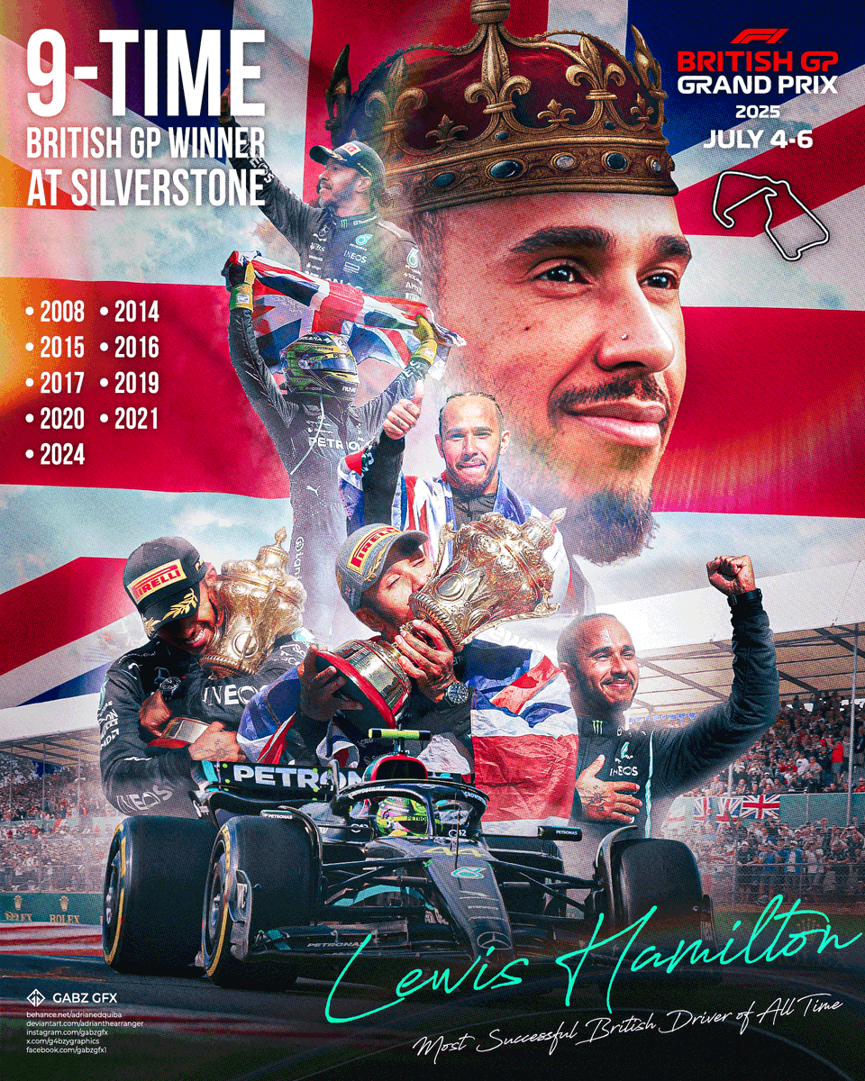 g4bzygraphics's tweet photo. As we gear up for British GP 2025,
here’s a throwback to when Lewis Hamilton OWNED Silverstone 👑
🎨 Gabz GFX
#F1 #LewisHamilton #BritishGP #GabzGFX #Silverstone #BritishGP2025 https://t.co/5QrcEXkcbY