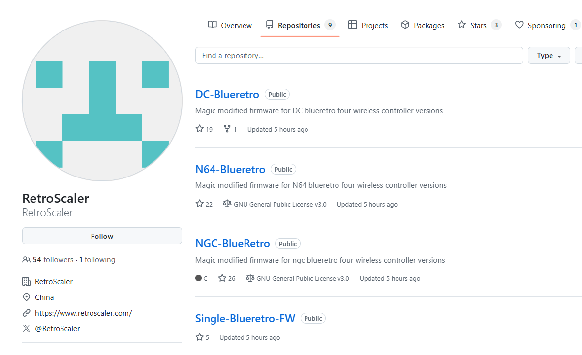 RetroScaler Bluretro 
NEW V25.04 Firmware 
github.com/RetroScaler?ta…