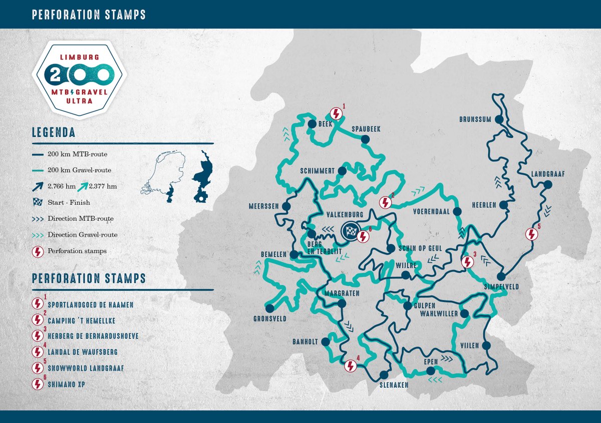 Limburg 200
Ga jij de uitdaging aan dit jaar?

Welke route kies je?
GRAVEL of MTB

Hoeveel dagen ga je rijden?

EEN ding staat vast jij gaat genieten en die welverdiende medaille oppikken bij het Shimano Experience Center #valkenburg

Meer info&amp;registratie limburg200.com