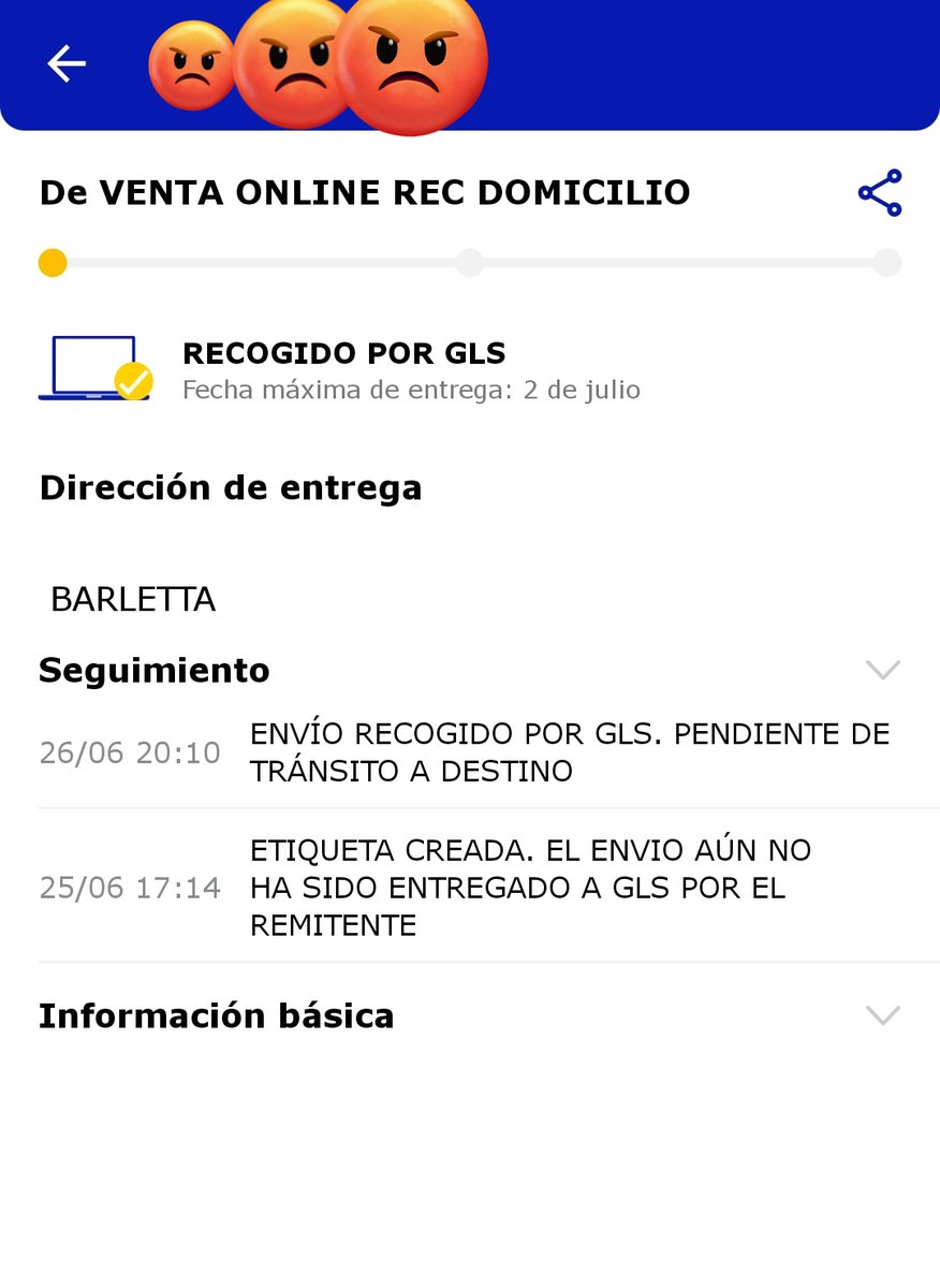 aarrreeettt's tweet photo. @GLS_Spain @GLS_clientes 
Llevo desde el día 26/0625 sin saber nada de un paquete que he enviado con vuestra empresa y no hay forma de obtener la trazabilidad ni el seguimiento web.

He llamado a todos los teléfonos posibles, y nadie sabe darme ninguna información. @consumidores https://t.co/QN8ldOYcOQ